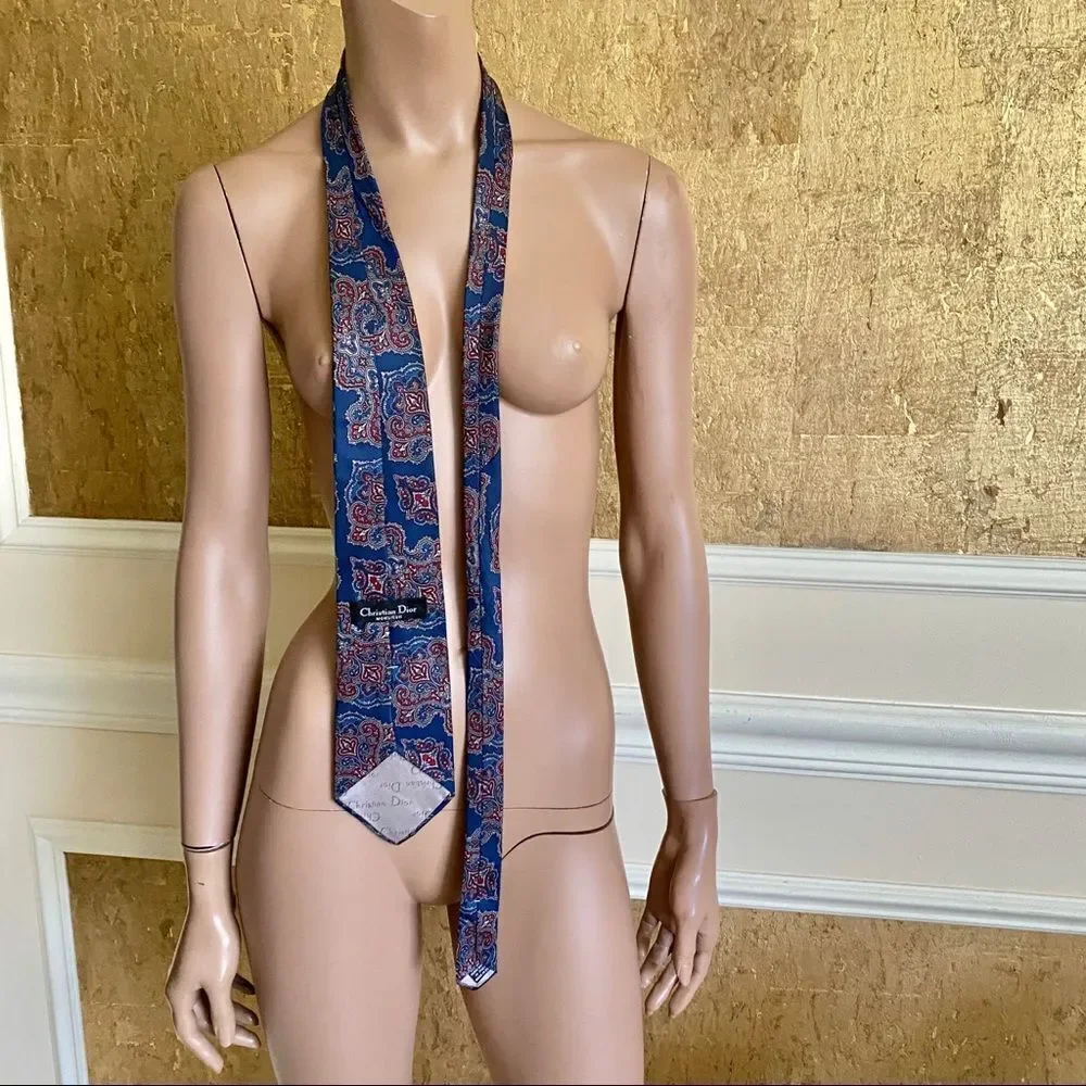 Christian Dior blue print silk tie